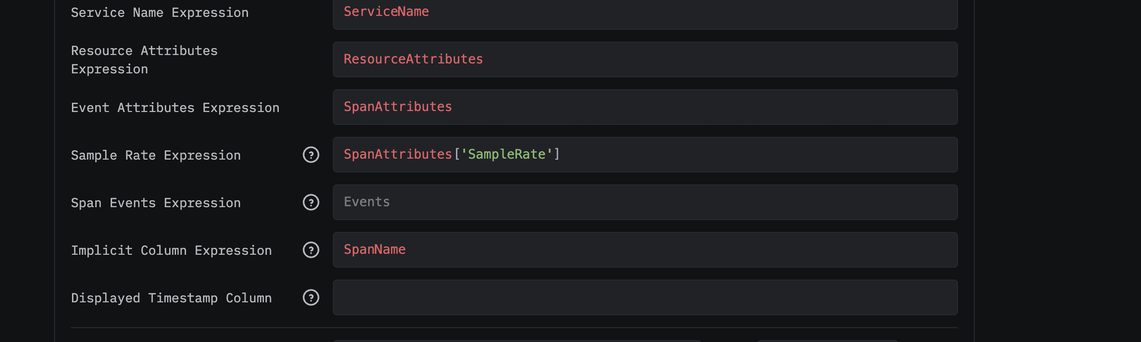 Sample Rate Expression field in ClickStack Source Settings